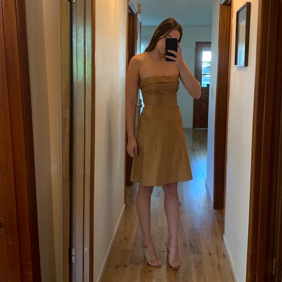 Strapless silk taffeta gingham dress - Picture 6 of 7